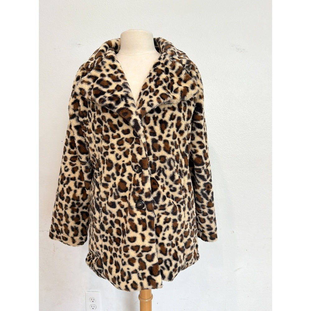 Yellowstone faux fur Cheetah Jacket Womens Med Brown Spirit Y2K 80s holiday fall